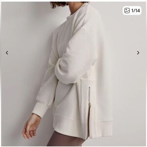 NEW Varley Mae Boyfriend Sweatshirt ribbed ivory NWT Lg